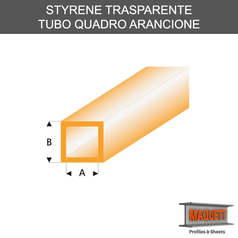 Maquette 433-57/3 (4x5) Tubo Quadro Arancione Trasparente
