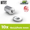 GSW Magneti Neodimio 15x2,5mm con foro - 10 unità (N52)